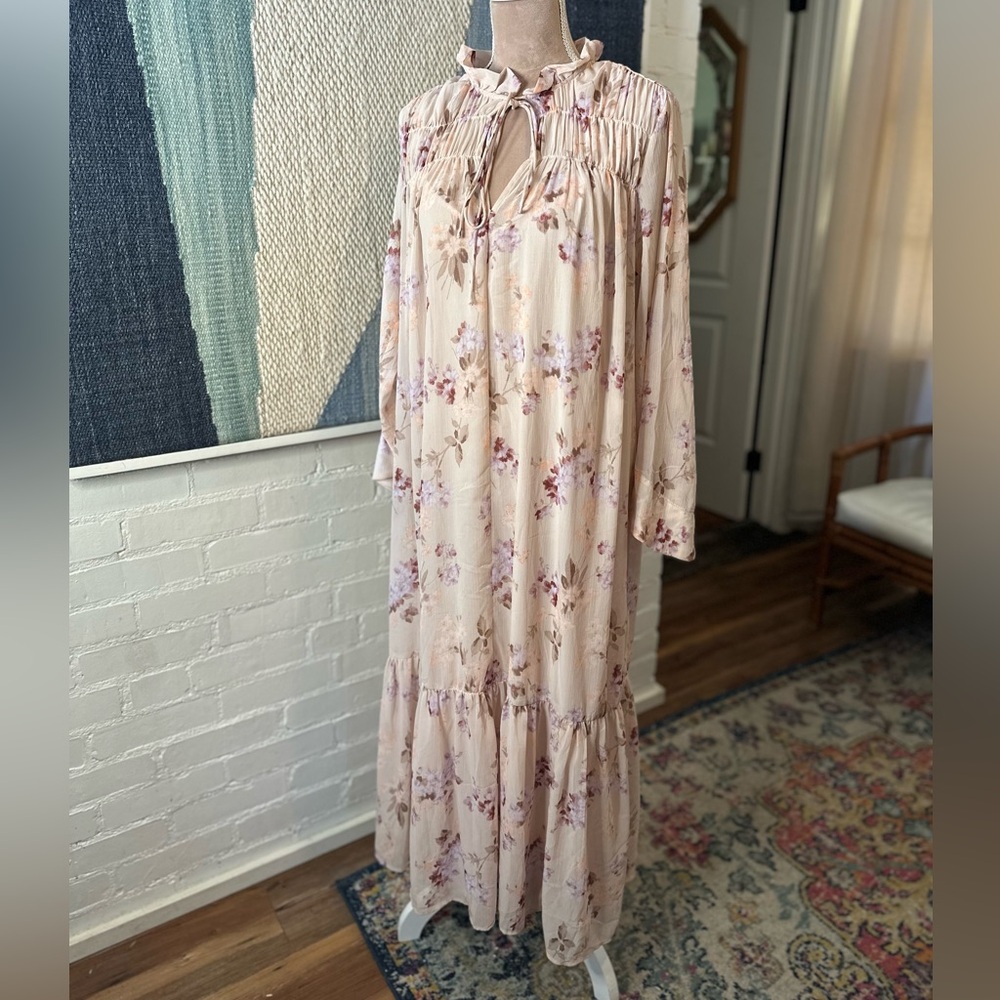 H&M Soft Blush Pink and Purple Floral Maxi Dress - Picture 6 of 10